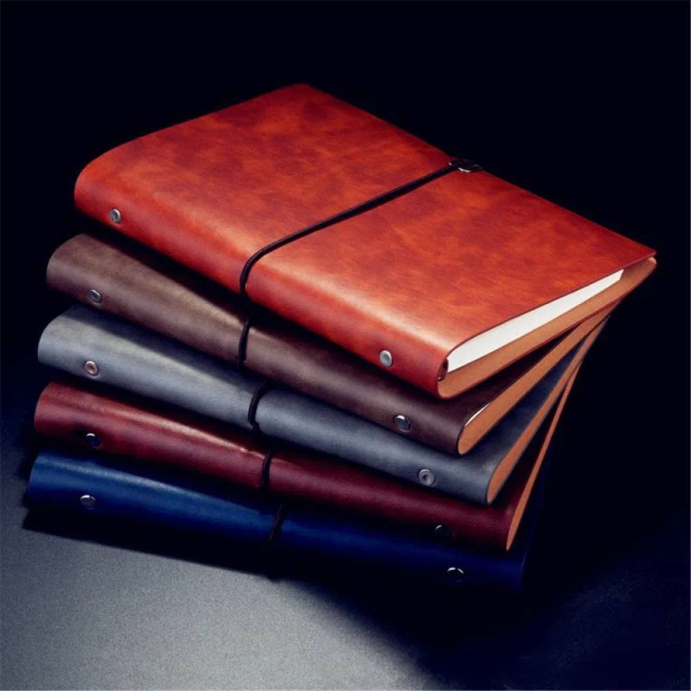 Pu-Leder Notizbucheinband Notizbuch A5 Planer Organizer Notizbuch Reisetagebuch Tagebuch 6 Ringbuch Schreibwaren,b,4St