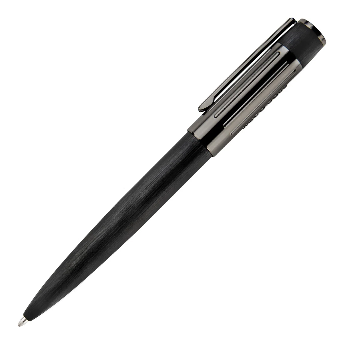 Hugo Boss Stifte-Set Gear Ribs Black Kugelschreiber & Füllfederhalter aus Messing hergestellt, Farbe: Dunkelgrün/Schwarz, Abmessungen: 200 x 62 x 34 mm, HPBP306A