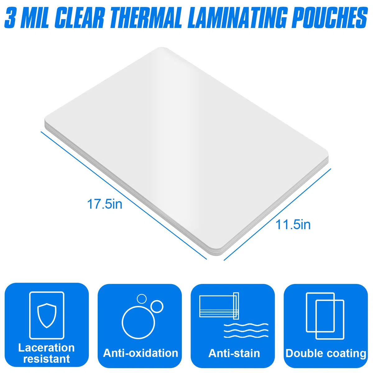 HERKKA Laminierfolien, für 27,9 x 43,2 cm große Blätter, 3 mm transparente Thermo-Laminierfolien, 29,8 x 44,1 cm, Laminierpapier für Laminiergerät, runde Ecken, 100 Stück