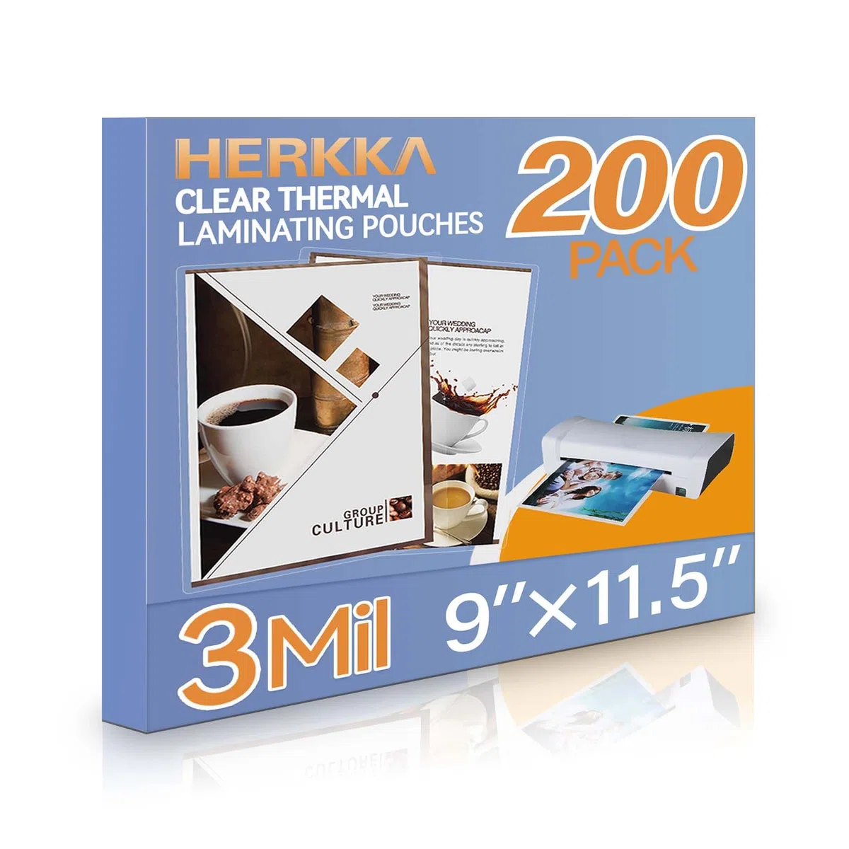 HERKKA 200 Stück Laminierblätter, für 21,6 x 27,9 cm Blätter, 3 mm transparente Thermo-Laminierfolien, 22,9 x 29,8 cm Laminierblattpapier für Laminiergerät, runde Eck-Briefgröße