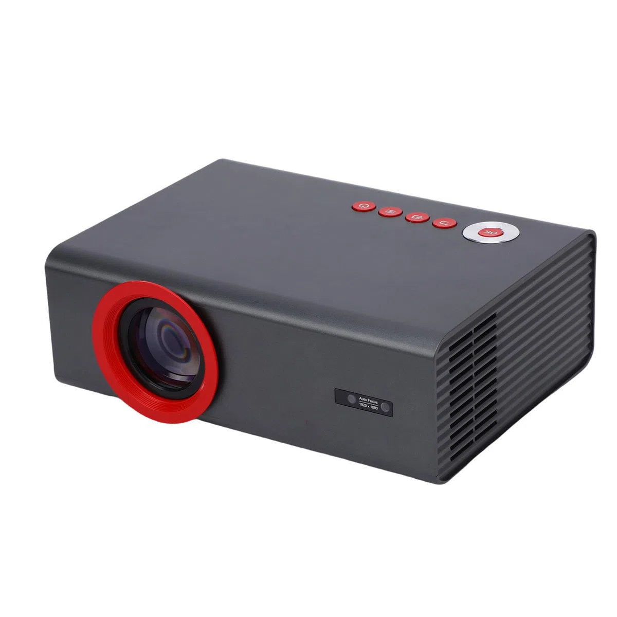 RiToEasysports Tragbarer Projektor, 1080P HD-LED-Taschenprojektor mit Integriertem Lautsprecher und Fernbedienung, für Home-Office-Campingfilme (EU-Stecker)