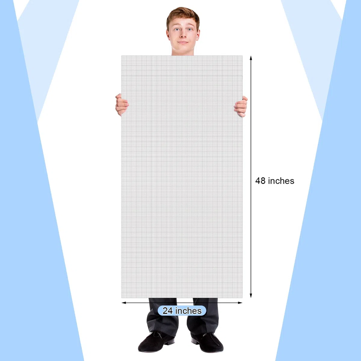 Fuyoooo 25 Blatt Graph Paper Pad 61 x 121,9 cm große Grafik 2,5 cm und 0,6 cm liniertes Rasterpapier für Ingenieure, Architekten, Designer, Mathematiker, Zeichner, Skizze, Haus, kommerzielle Baupläne