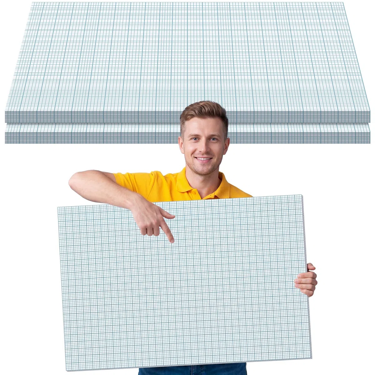 Ctosree Große Grafikpapierblöcke, 43,2 x 55,9 cm, 12,7 x 12,7 cm kariert, 50 Blatt/100 Seiten, für den Schulanfang, großes Grafikpapier für Ingenieure, Architekten, Designer, Mathematiker, Zeichner, 2