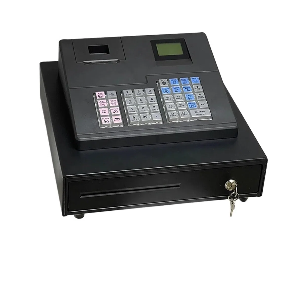 Registrierkassen, Schwarze elektronische Registrierkasse mit 38 Tasten USB/RS232 und 58-MM-Thermodrucker ECR600
