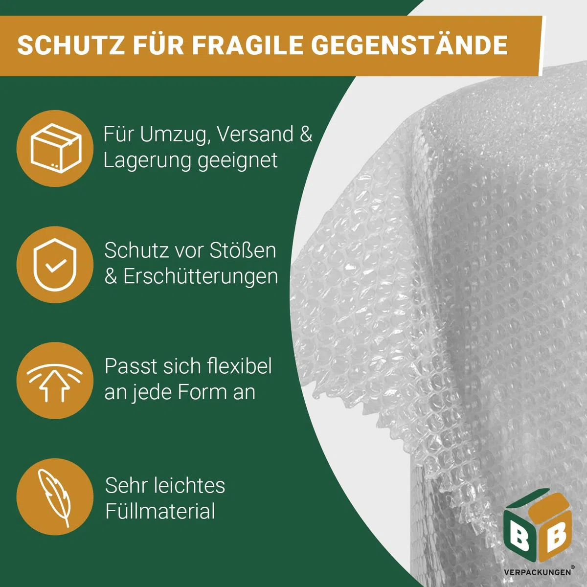 BB-Verpackungen 2 x Luftpolsterfolie 3-lagig 1,5 x 50 m Vlieskaschiert (75 my stark, Schutz von empfindlichen Gegenständen) - Sets zwischen 1 und 3 Rollen