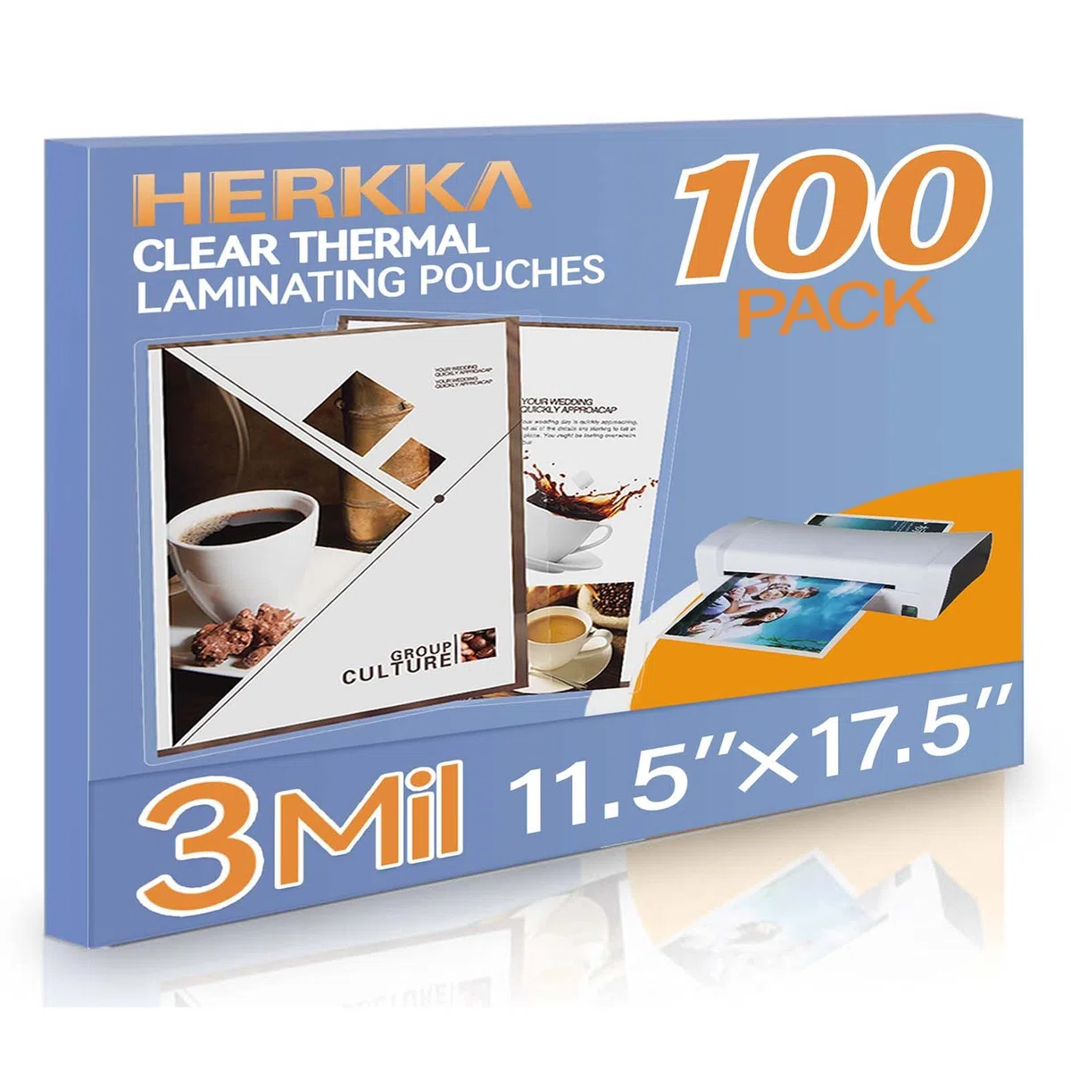 HERKKA Laminierfolien, für 27,9 x 43,2 cm große Blätter, 3 mm transparente Thermo-Laminierfolien, 29,8 x 44,1 cm, Laminierpapier für Laminiergerät, runde Ecken, 100 Stück