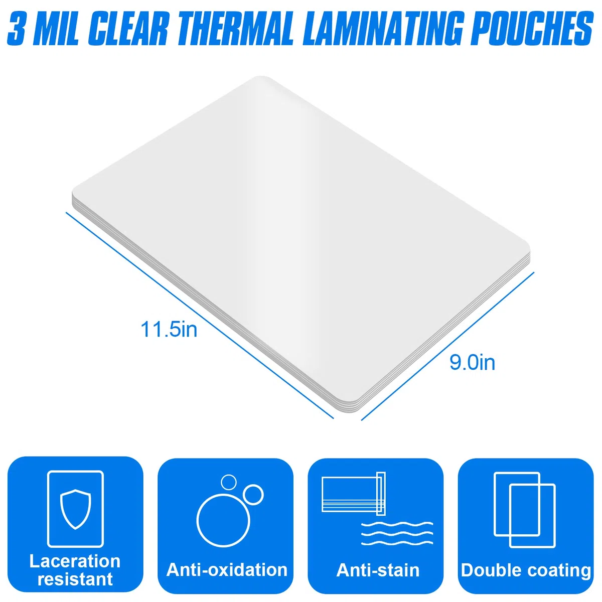 HERKKA 200 Stück Laminierblätter, für 21,6 x 27,9 cm Blätter, 3 mm transparente Thermo-Laminierfolien, 22,9 x 29,8 cm Laminierblattpapier für Laminiergerät, runde Eck-Briefgröße