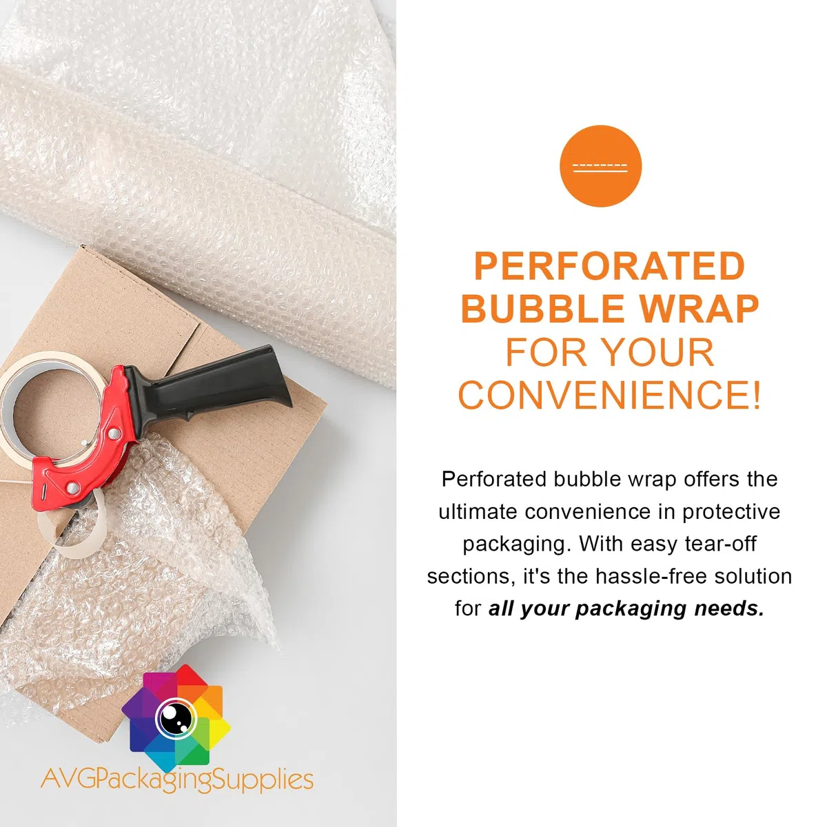 Luftpolsterfolie, perforiert, 45 m lang x 30,5 cm breit, Kunststoff, Bubble Wrap, Packmaterial, clear