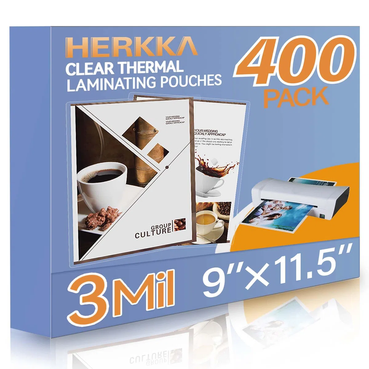 HERKKA 400 Stück Laminierblätter, für 21,6 x 27,9 cm Blätter, 3 mm transparente Thermo-Laminierfolien, 22,9 x 29,8 cm Laminierblattpapier für Laminiergerät, runde Eck-Briefgröße