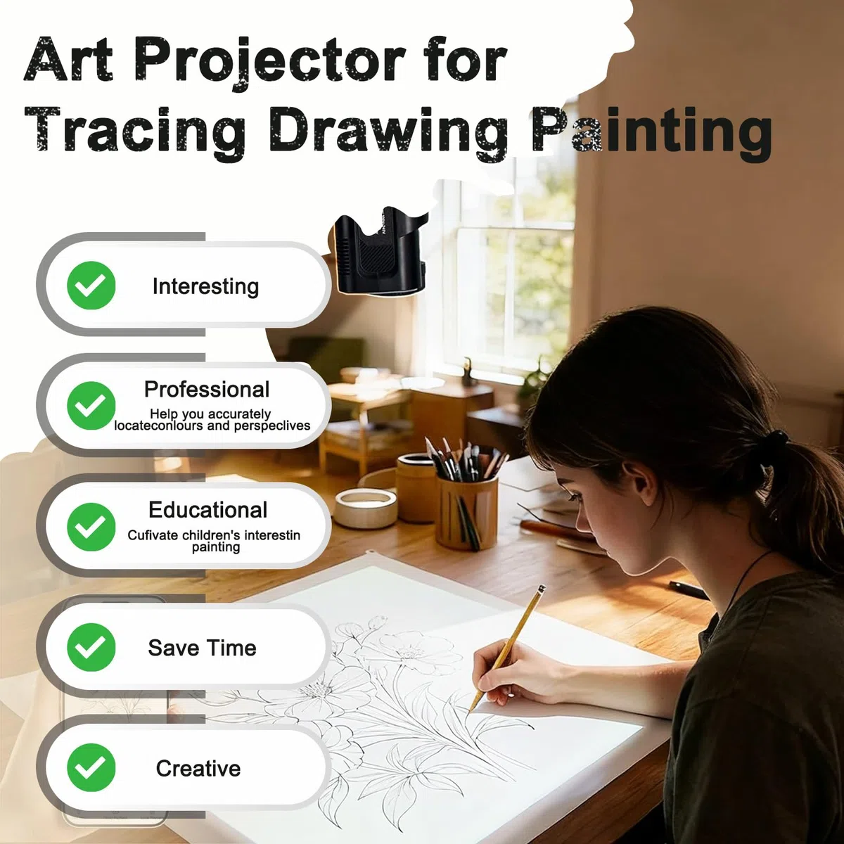 Art Projectors for Drawing, Art Projector For Tracing Drawing Painting, IOS/Android Support, WiFi And USB Connectivity, Wireless Projection For Desktop Wall, For Tracing,Art Projects