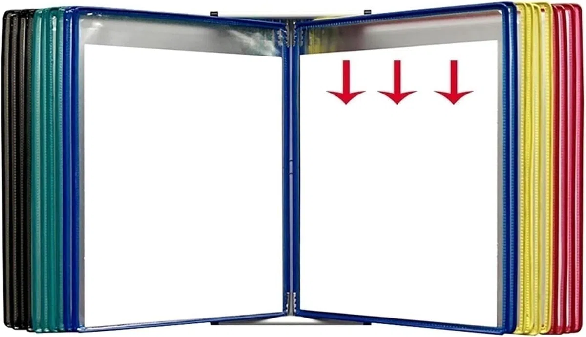 Wandmontiertes A4-Posterdisplay für Dokumentenorganisation zu Hause und im Büro – effizientes Klappbuch-Design für einfachen Zugriff und Betrachtung