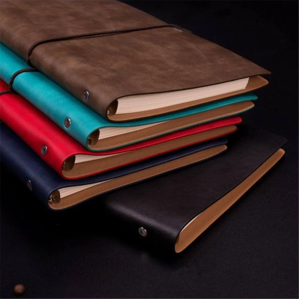 Pu-Leder Notizbucheinband Notizbuch A5 Planer Organizer Notizbuch Reisetagebuch Tagebuch 6 Ringbuch Schreibwaren,b,4St
