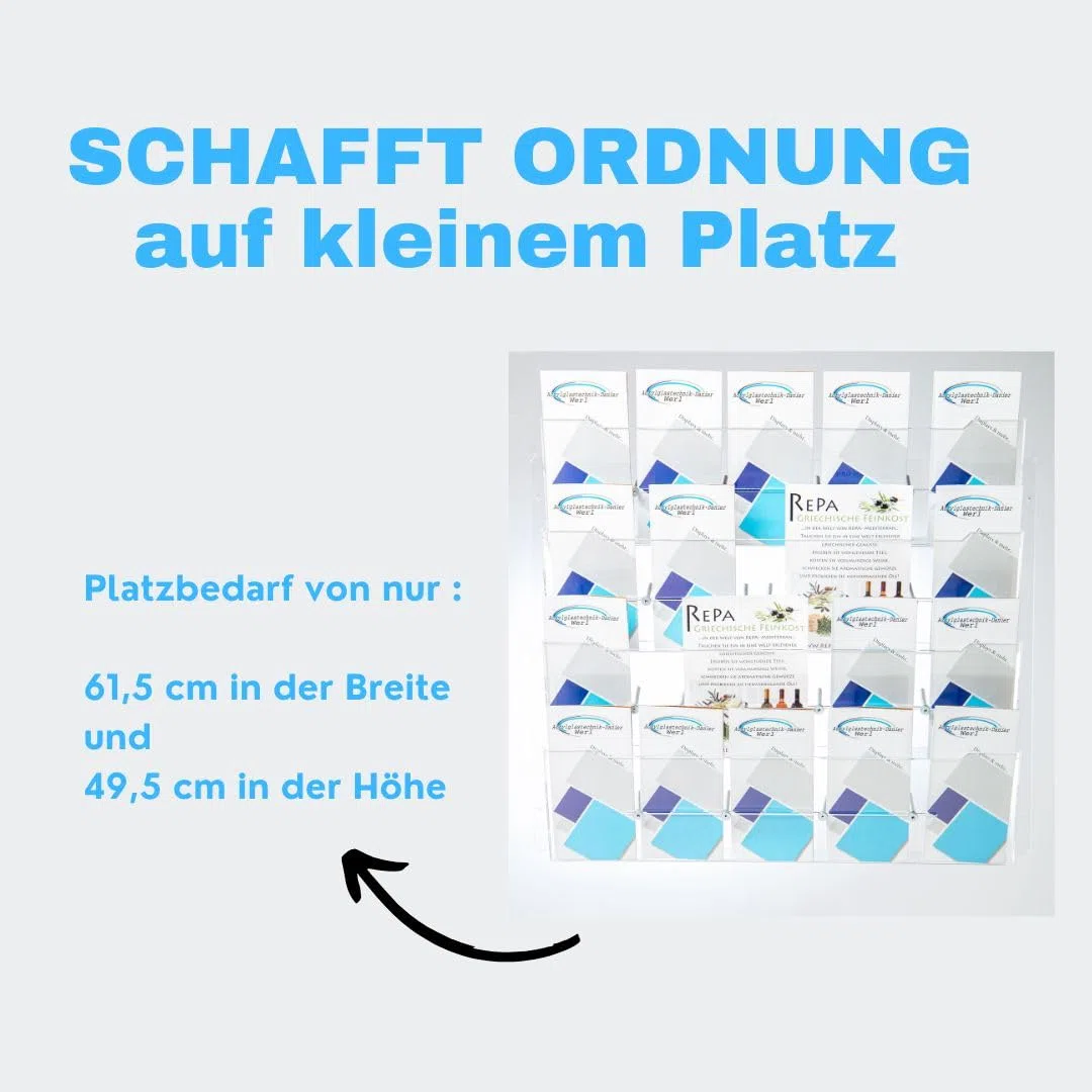 Flyer,Prospekt Wandhalter mit frei wählbarer Facheinteilung,Prospekthalter 20 Fach