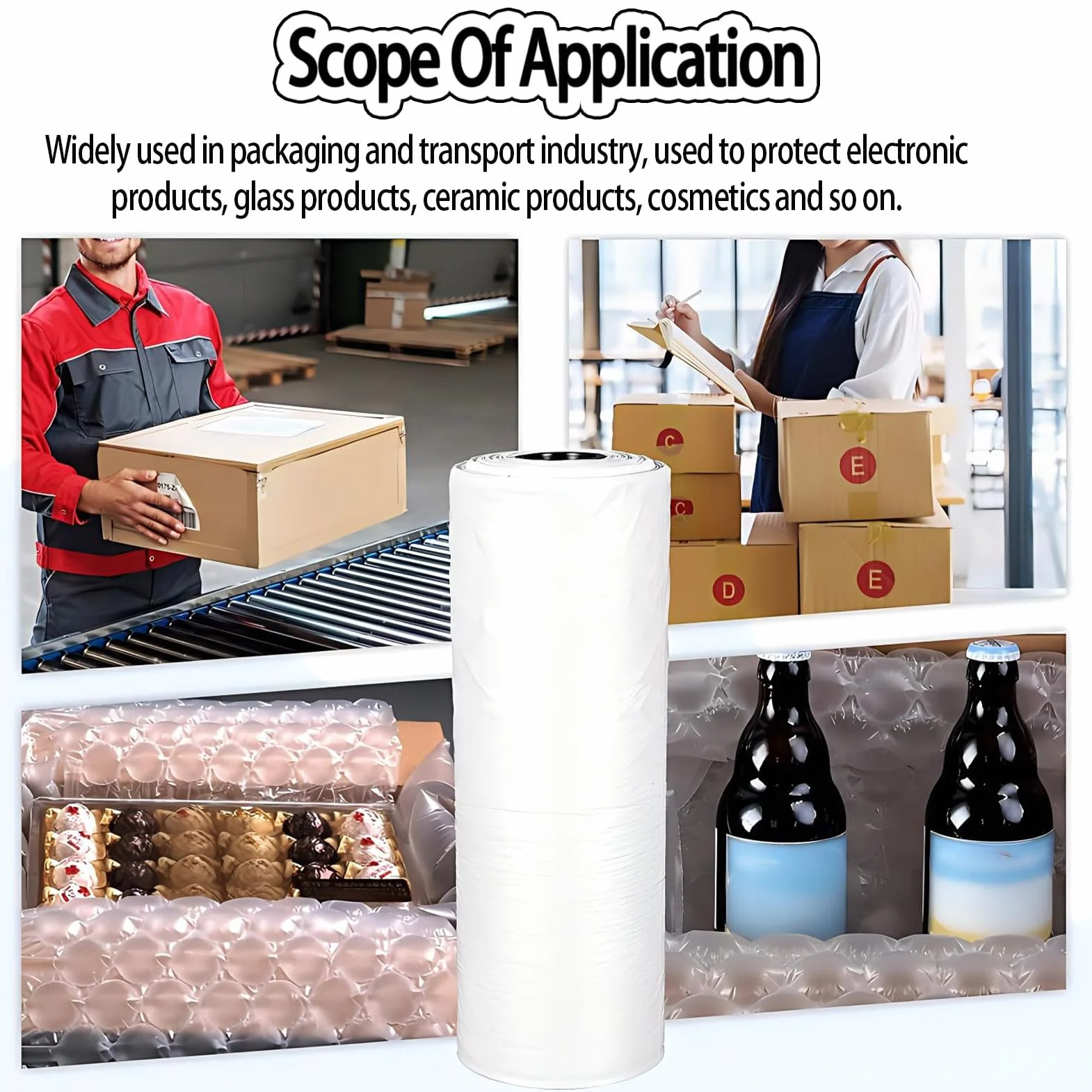Rolle Premium-Luftpolsterfolie, Luftpolsterfolie FüR UmzüGe, Maschinen Erforderlich, Kleine Luftpolsterfolie, 300 M/Rolle, FüR Luftpolsterfolien-Verpackungen whitemachine-50cm*300m*4