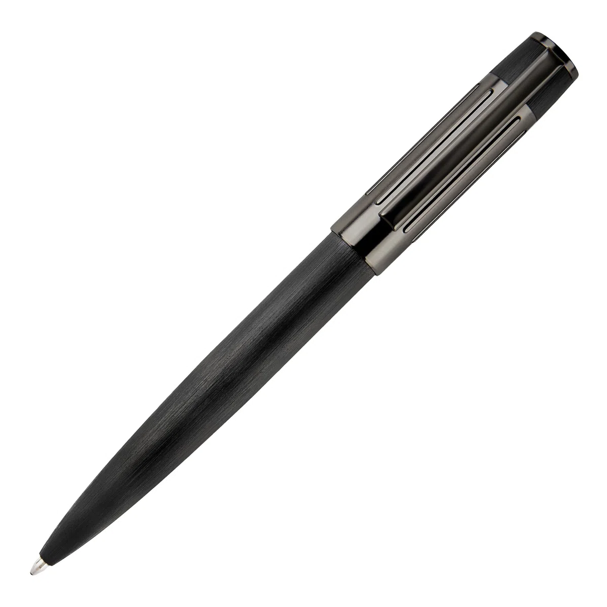 Hugo Boss Stifte-Set Gear Ribs Black Kugelschreiber & Füllfederhalter aus Messing hergestellt, Farbe: Dunkelgrün/Schwarz, Abmessungen: 200 x 62 x 34 mm, HPBP306A