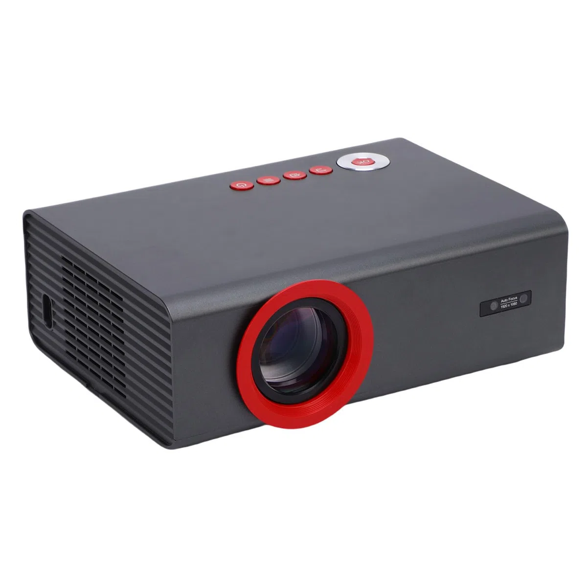 RiToEasysports Tragbarer Projektor, 1080P HD-LED-Taschenprojektor mit Integriertem Lautsprecher und Fernbedienung, für Home-Office-Campingfilme (EU-Stecker)