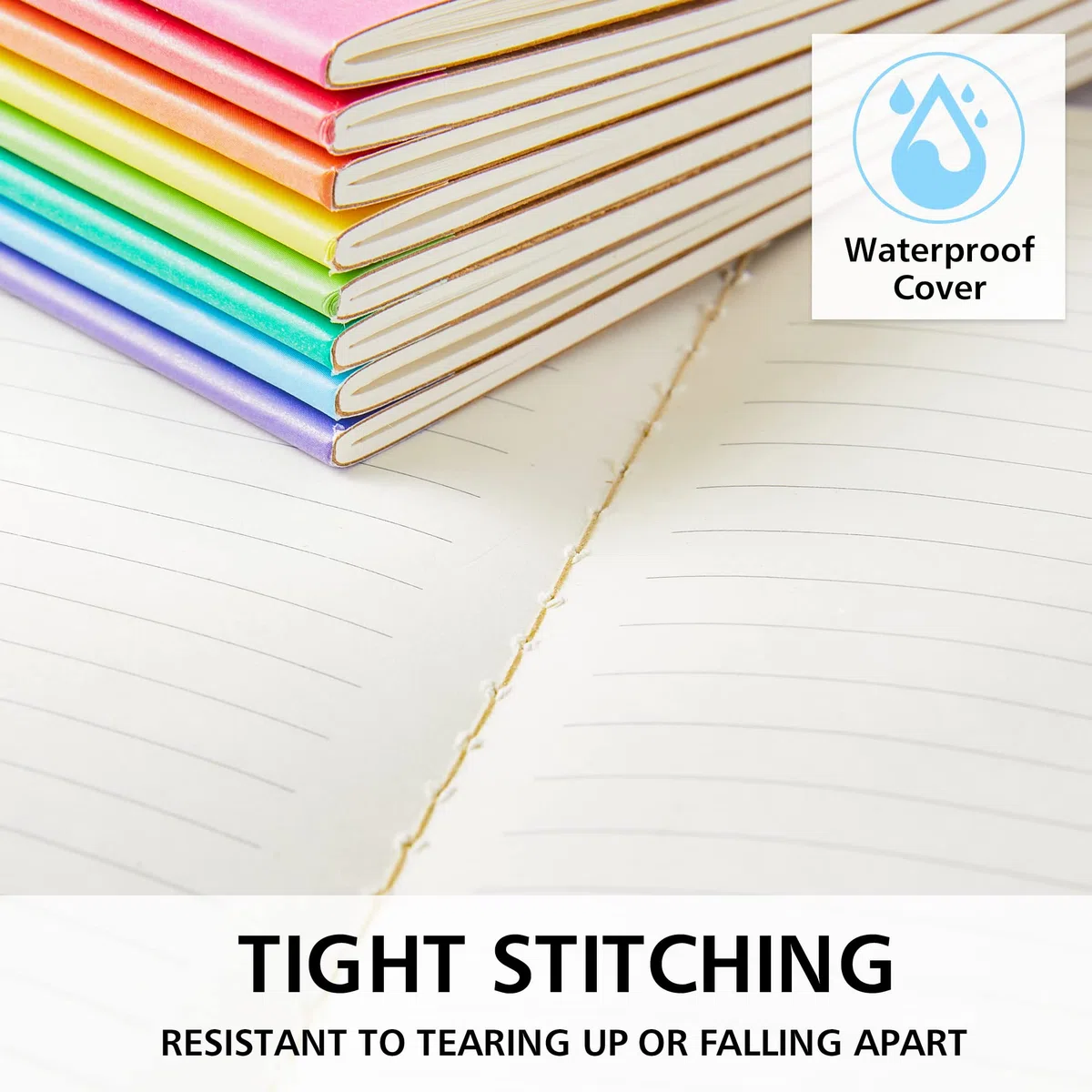 feela Kompositions-Notizbücher, liniert, blanko, College-Reisetagebücher mit Regenbogenrücken, für Frauen, Studenten, Geschäft, 60 Seiten, 21,1 x 14 cm, A5, 8 Farben, 96 Stück